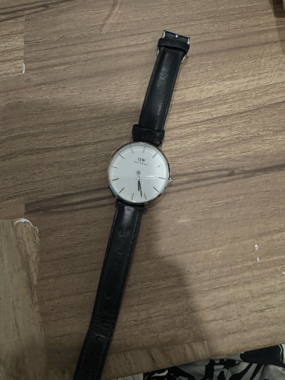 Daniel Wellington Black Leather Watch with Silver Dial